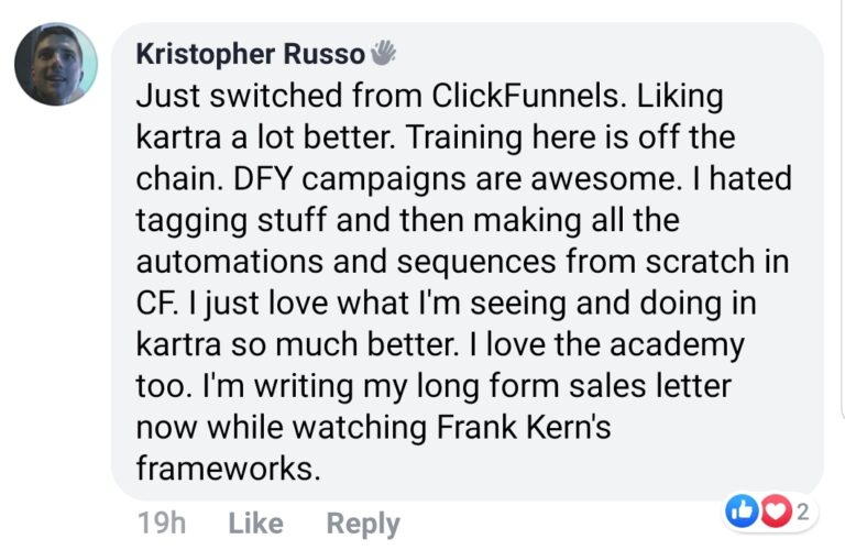 ClickFunnels vs Kartra - Done-for-you Campaigns Testimonial