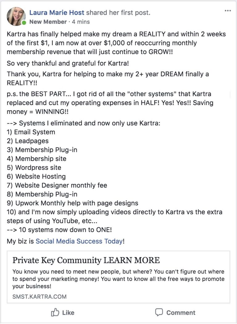 Kartra Testimonial - The best all-in-one online marketing tool